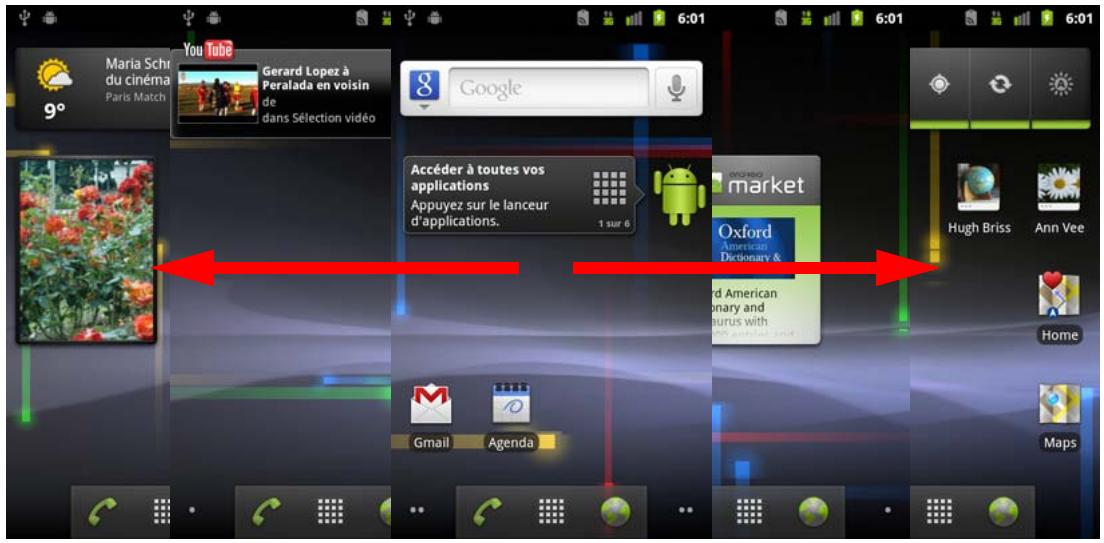 GOOGLE ANDROID 2.3 - Afficher les autres parties de l'écran d'accueil - 1