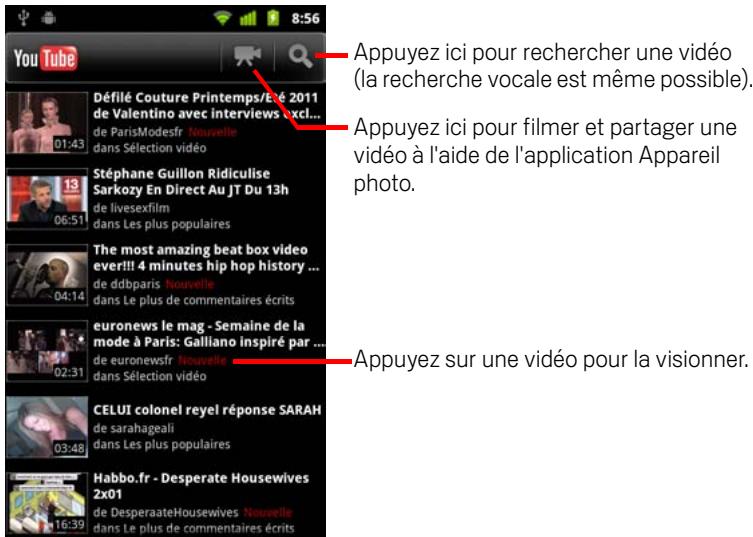 GOOGLE ANDROID 2.3 - Ouvrir youtube et l'écran d'accueil youtube - 1
