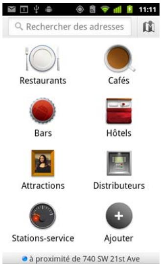 GOOGLE ANDROID 2.3 - Utilisation de la fonctionnalité google adresses dans le lanceur d'applications - 2
