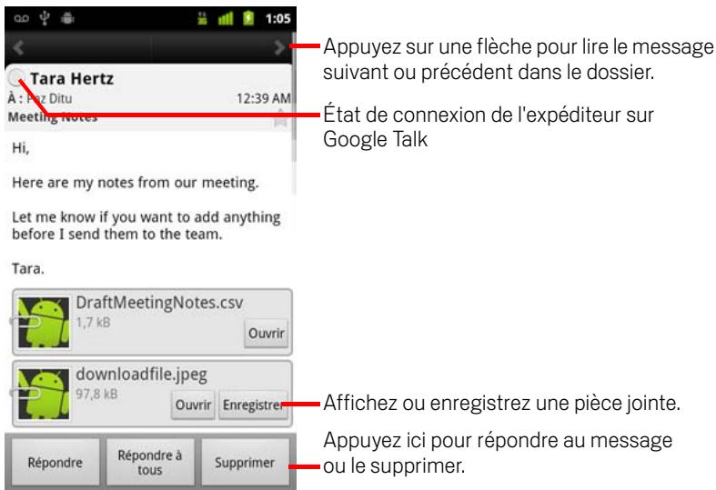 GOOGLE ANDROID 2.3 - Lire un message - 1