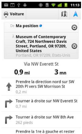 GOOGLE ANDROID 2.3 - Obtenir un itinéraire - 1