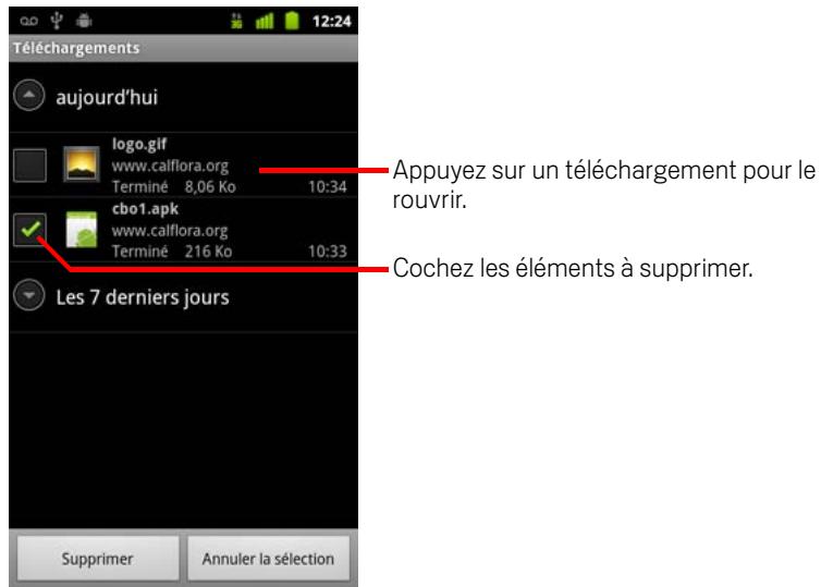 GOOGLE ANDROID 2.3 - Ouvrir l'application télécharges et : gérer les fichiers téléchés - 1