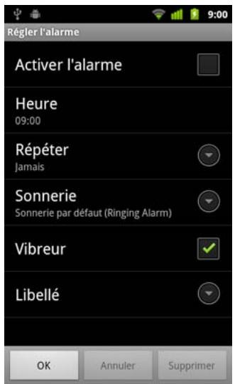 GOOGLE ANDROID 2.3 - Définir une alarme - 2