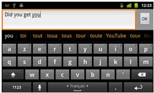 GOOGLE ANDROID 2.3 - Modifier l'orientation du clavier - 1