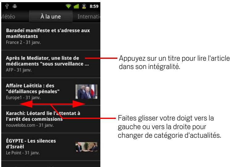 GOOGLE ANDROID 2.3 - Obtenir des détails sur les actualités et la météo - 3