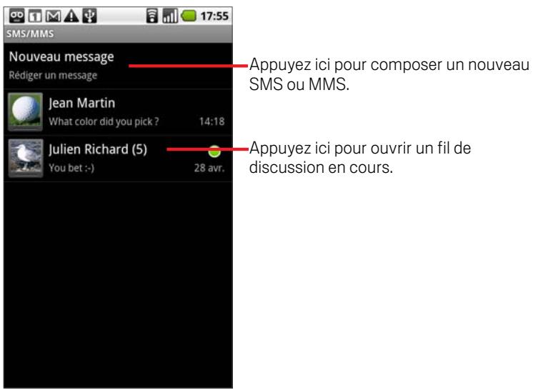 GOOGLE NEXUS ONE - Pour ouvrir sms/mms - 1