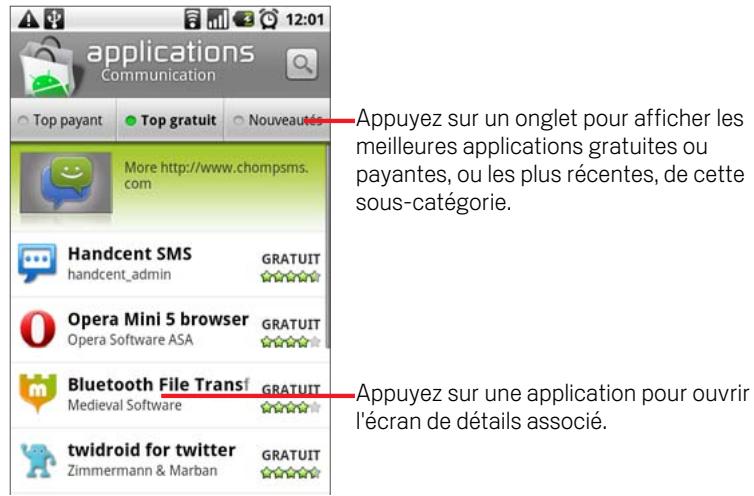 GOOGLE NEXUS ONE - Pour parcourir les applications - 2
