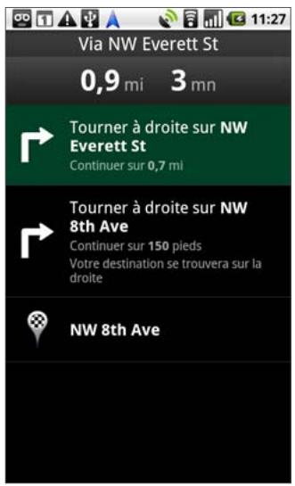 GOOGLE NEXUS ONE - Pour afficher les itinéraires étape par étape dans une liste - 1