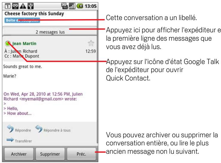 GOOGLE NEXUS ONE - Pour lire un message - 1