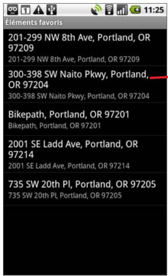 GOOGLE NEXUS ONE - Pour afficher la liste des lieux enregistrés - 1