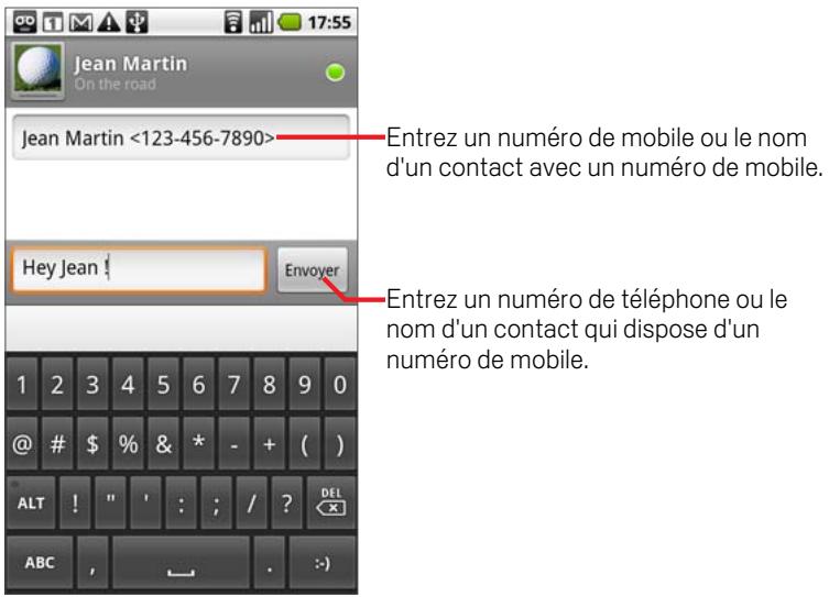 GOOGLE NEXUS ONE - Pour envoyer un message texte - 1