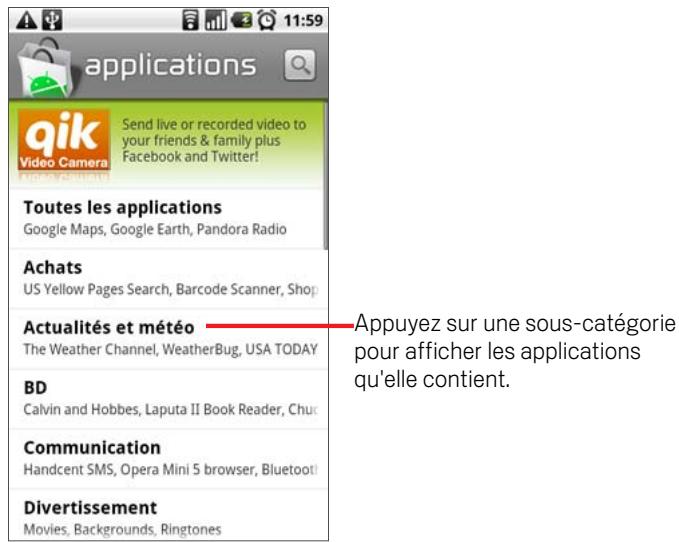 GOOGLE NEXUS ONE - Pour parcourir les applications - 1