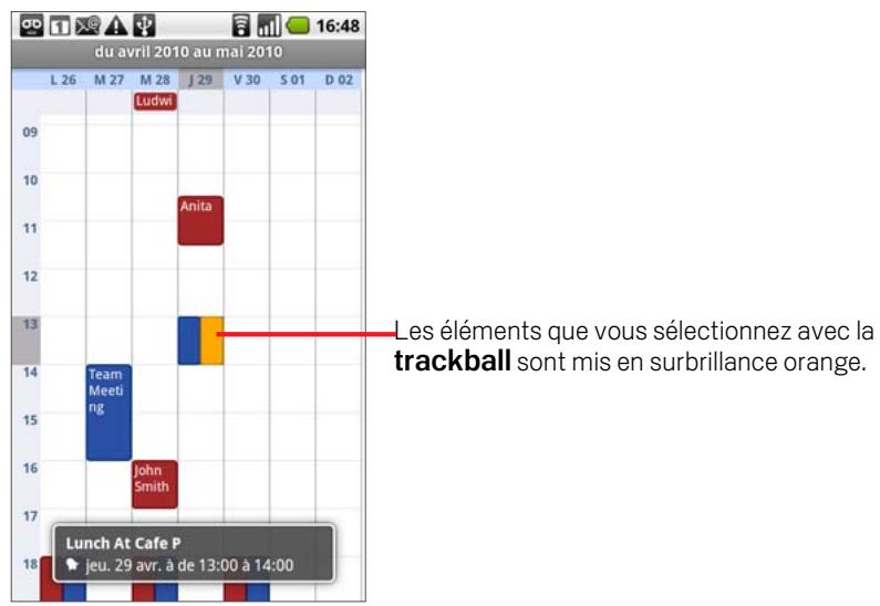 GOOGLE NEXUS ONE - Pour utiliser la trackball - 1