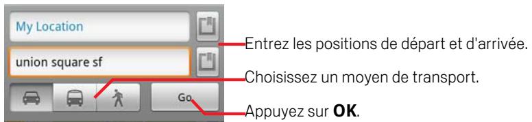 GOOGLE NEXUS ONE - Pour obtenir un itinéraire - 1