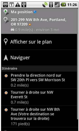 GOOGLE NEXUS ONE - Pour obtenir un itinéraire - 2
