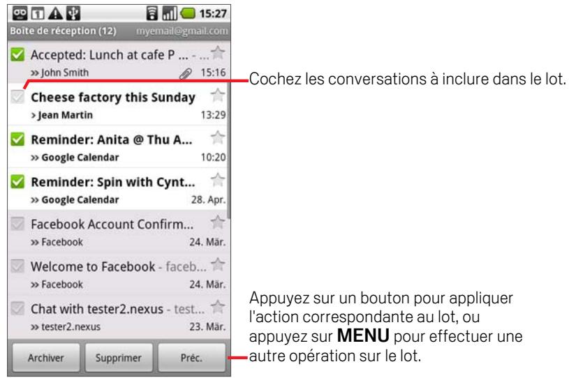 GOOGLE NEXUS ONE - Utilisation des conversations par lots - 1