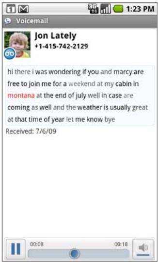 GOOGLE NEXUS ONE - Pour dire une transcription de vos messages vocaux - 1