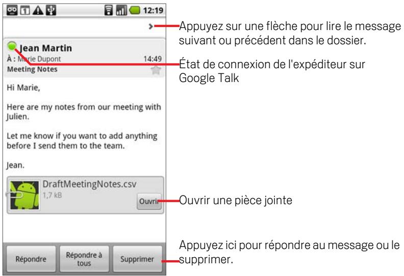 GOOGLE NEXUS ONE - Pour lire un message - 1