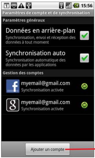 GOOGLE NEXUS ONE - Pour ajouter un compte - 1