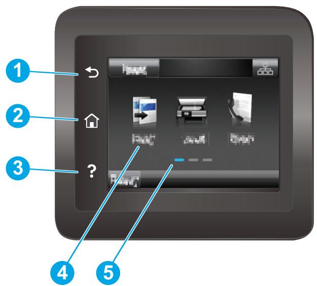 HP LASERJET PRO MFP M227FDW,  LASERJET PRO M227FDN,  LJ PRO COLOR M227SDN,  LASERJET PRO MFP M227SDN - Touchscreen control panel view (M227fdw models) - 1
