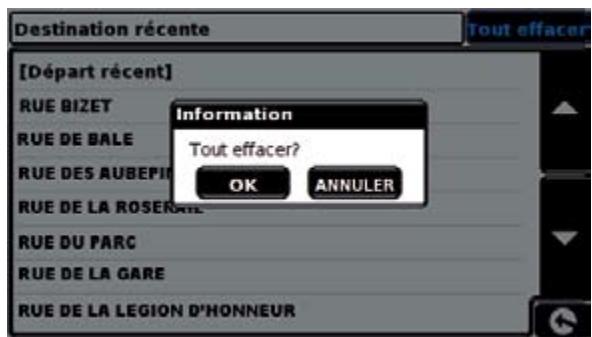 SNOOPER PL2200 - Pour effacer individuellement des destinations récentes mémorisées - 2