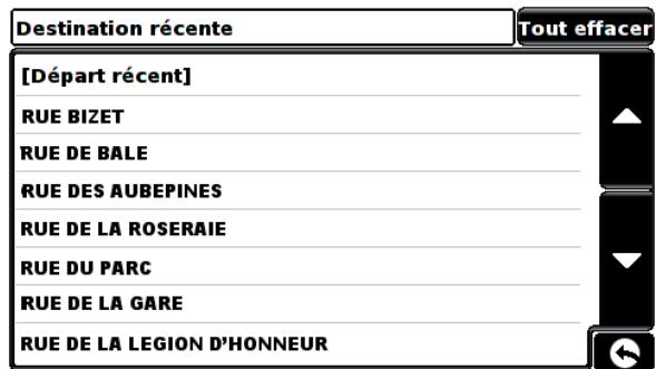 SNOOPER SYRIUS EXPERT S2500 - Pour effacer individuellement des destinations récentes mémorisées - 1