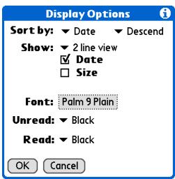 PALM ONE - Customizing the appearance of the message list - 1
