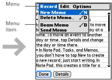 PALM ONE - Using menus - 2