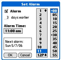 PALM ONE - Setting an alarm - 3