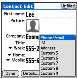 PALM ONE - Entering additional contact information - 4