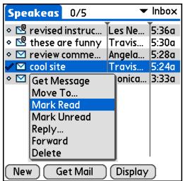 PALM ONE - Do one of the following to mark the message or messages: - 1