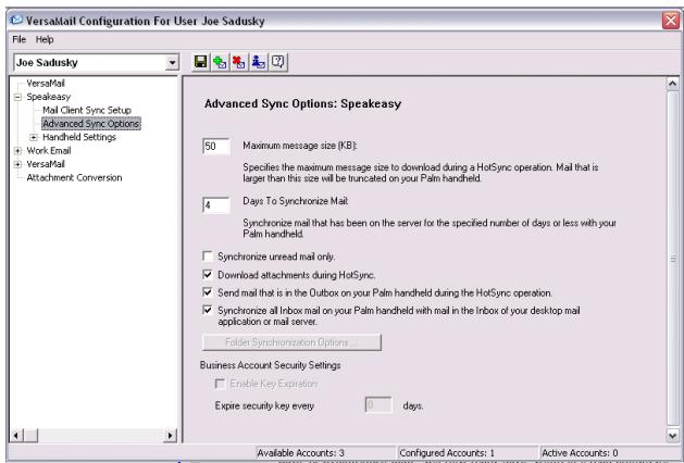 PALM ONE - c. Enter the synchronization options you want: - 1