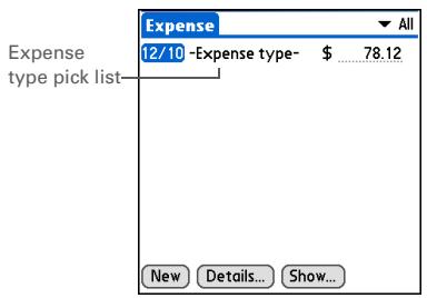 PALM ONE - Adding an expense - 3