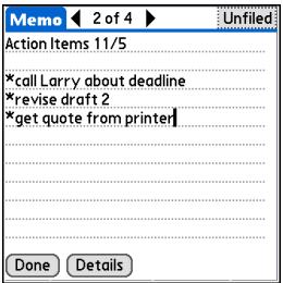 PALM ONE - Viewing and editing a memo - 6