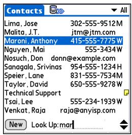 PALM ONE - Search for the contact: - 1