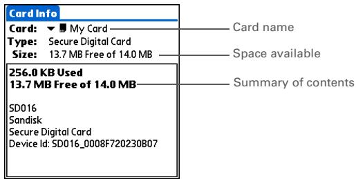 PALM ONE - Go to Applications and select Card Info - 2