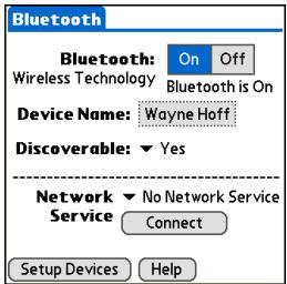 PALM ONE - Entering basic Bluetooth settings - 2
