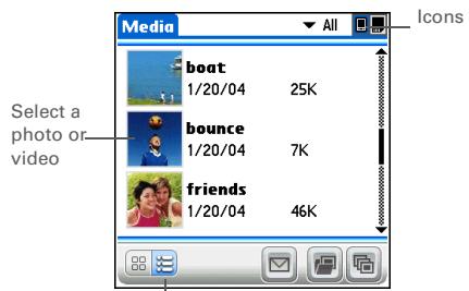 PALM ONE - Viewing a photo or video in the List View - 3
