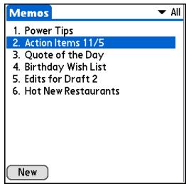 PALM ONE - Viewing and editing a memo - 4