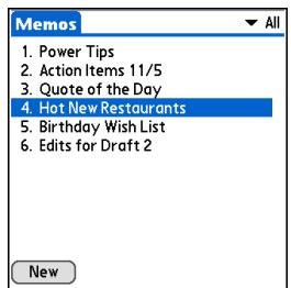 PALM ONE - Moving memos in your memos list - 4