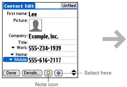PALM ONE - Entering additional contact information - 3