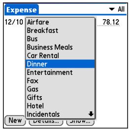 PALM ONE - Adding an expense - 5