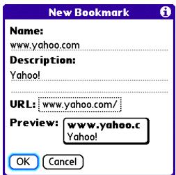 PALM ONE - Adding a bookmark - 1