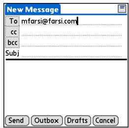 PALM ONE - Entering an address directly in the To field - 2