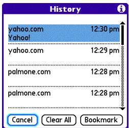 PALM ONE - Returning to a web page you recently visited - 5