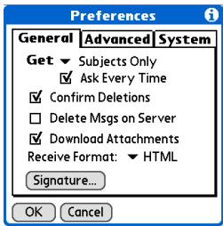 PALM ONE - Select preferences: - 1