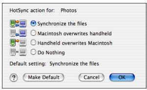 PALM ONE - Choose how information is updated during the next synchronization: - 1