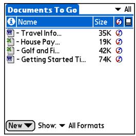 PALM ONE - Opening files from within Documents - 2