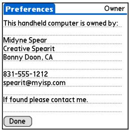 PALM ONE - Entering your owner information - 2