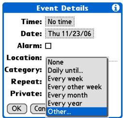 PALM ONE - Scheduling a repeating event—unusual interval - 2